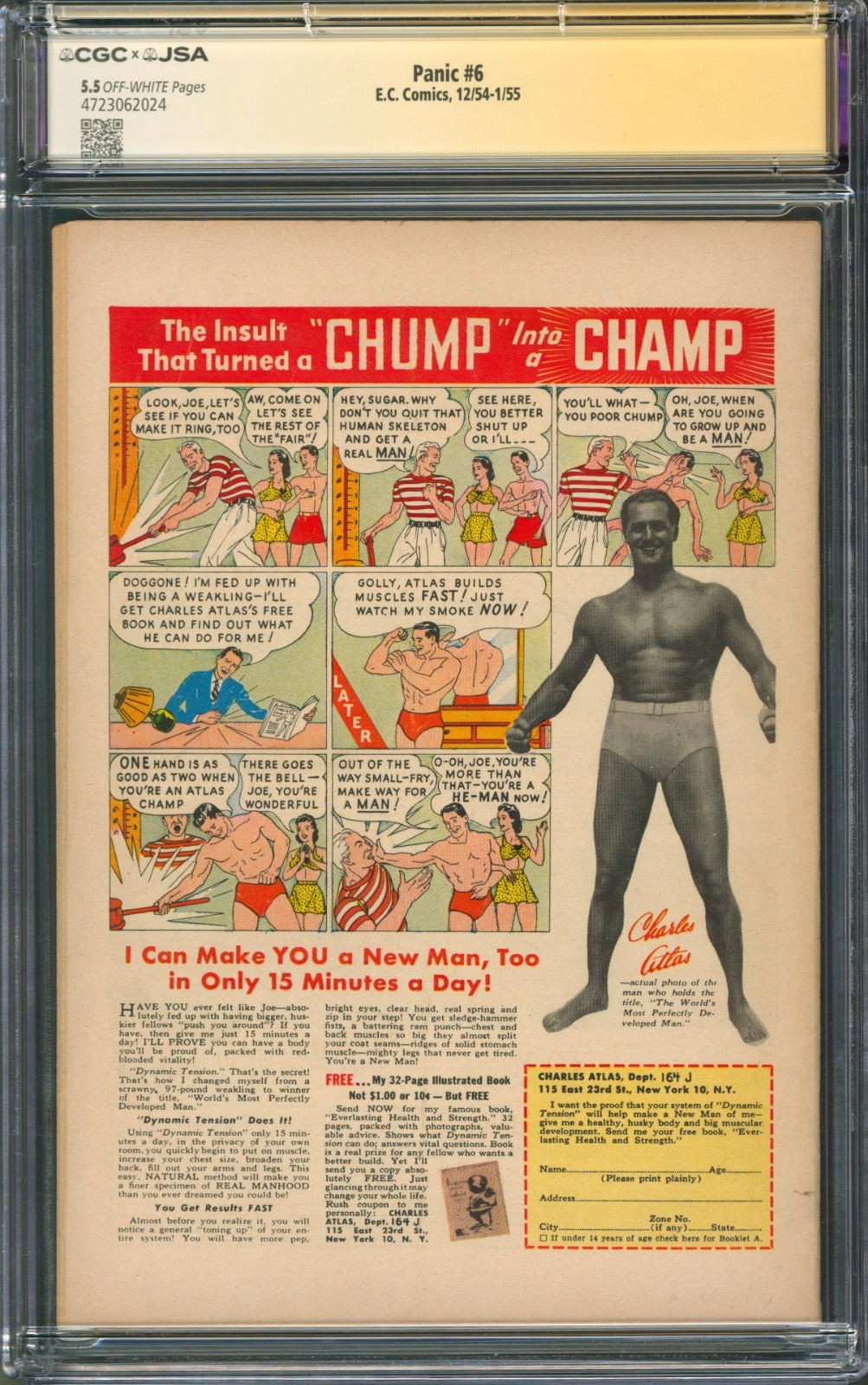 Panic #6 CGC 5.5 E.C. Comics 1954 Signed by Rick Burchett w/ Harley Quinn Sketch