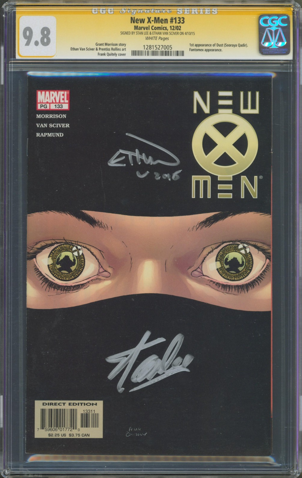 New X-Men #133 CGC 9.8 Marvel 2002 1st Dust Signed Stan Lee & Ethan Van Sciver