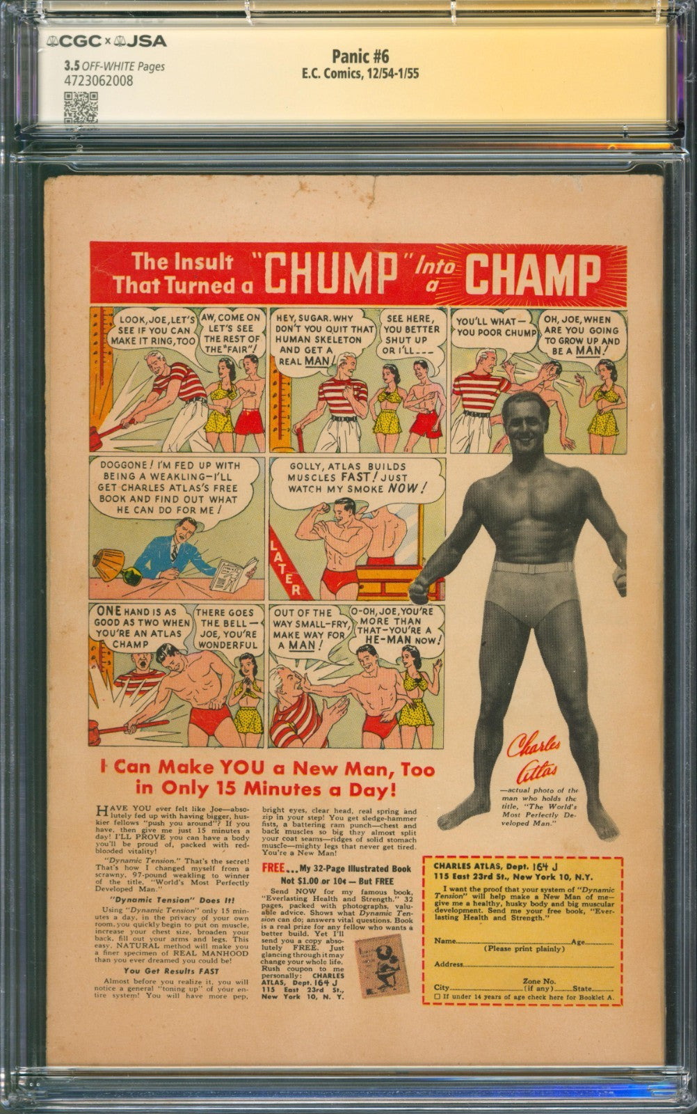 Panic #6 CGC 3.5 E.C. Comics 1954 Signed by Don Simpson w/ Megaton Man Sketch