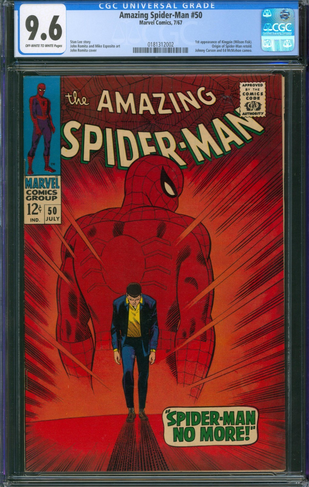 Amazing Spider-Man #50 CGC 9.6 Marvel Comics 1967 1st Appearance of Kingpin