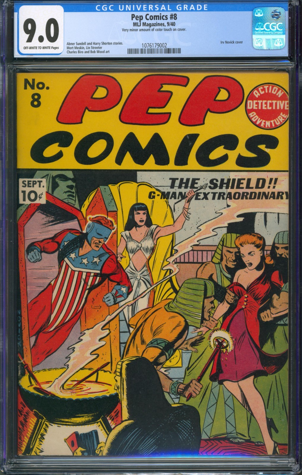 Pep Comics #8 CGC 9.0 MLJ Magazines 1940 Irv Novick Cover
