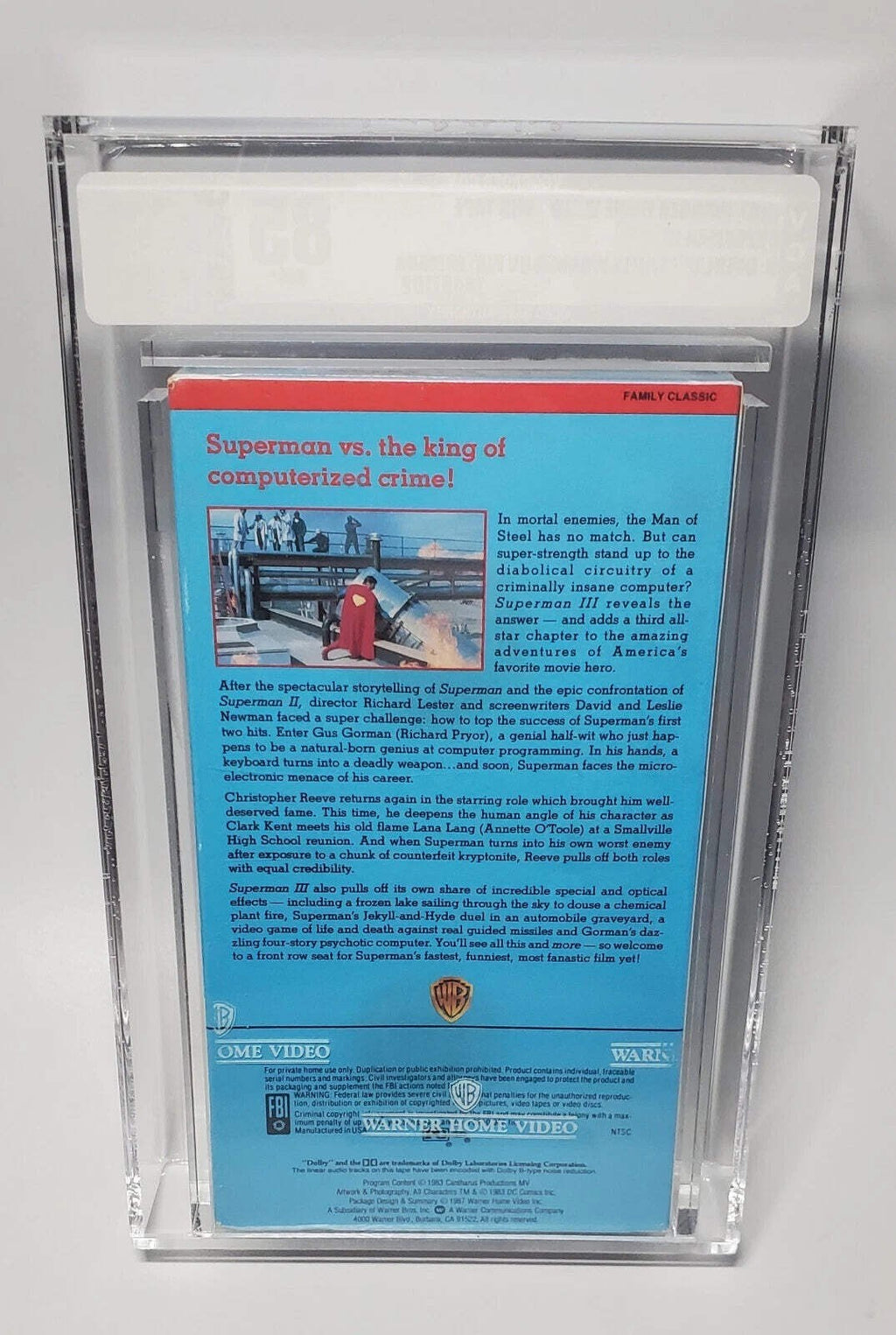 Superman III 3 BRAND NEW SEALED VHS Wraparound Watermarks VGA 85 Early Print