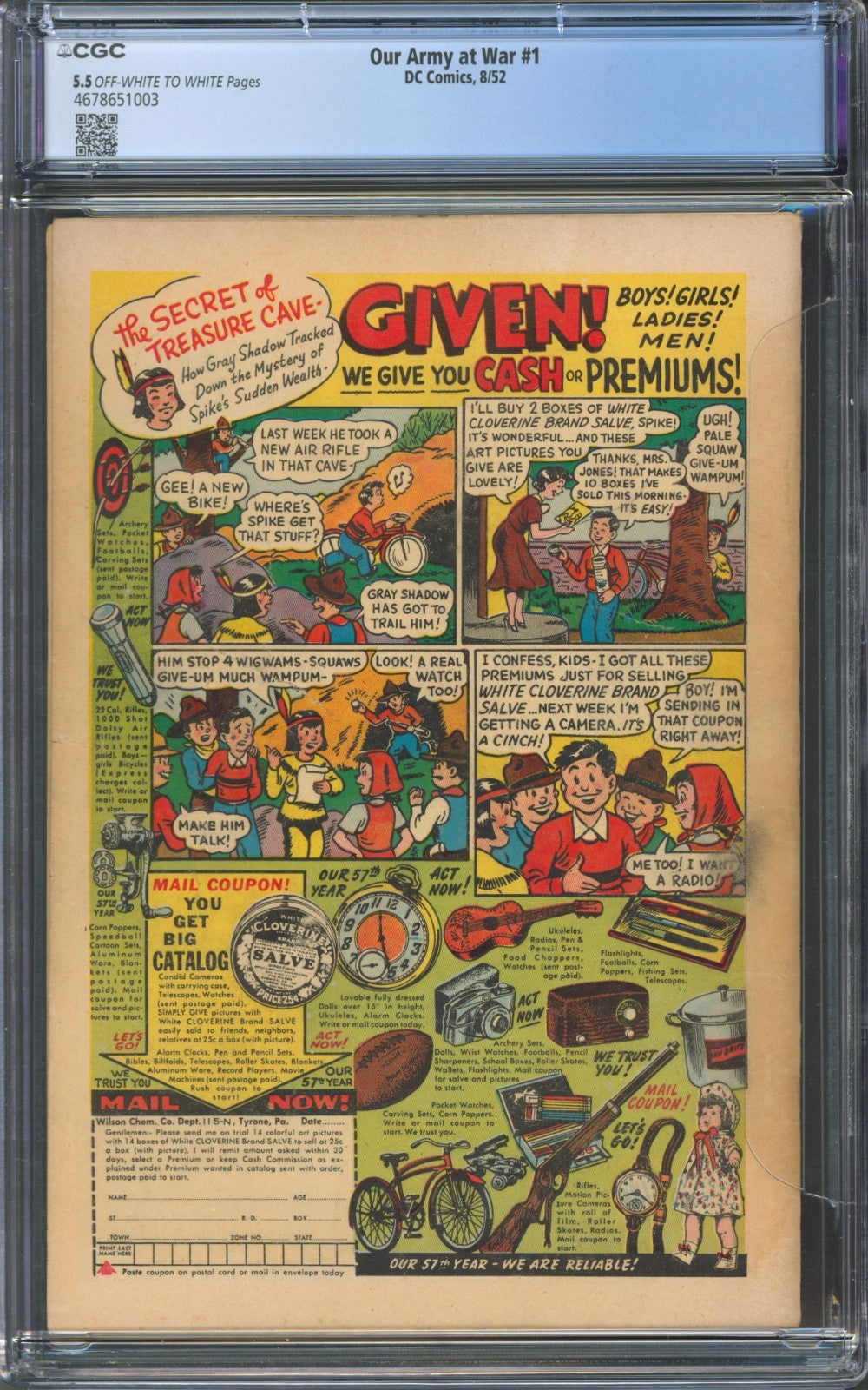 Our Army at War #1 CGC 5.5 D.C. Comics 1952 Carmine Infantino Cover 1st Issue