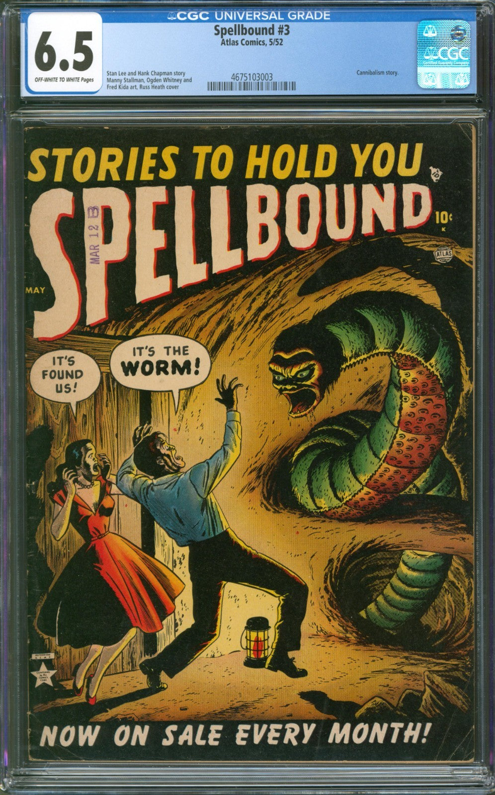 Spellbound #3 CGC 6.5 Atlas Comics 1952 Cannibalism Story Russ Heath Cover