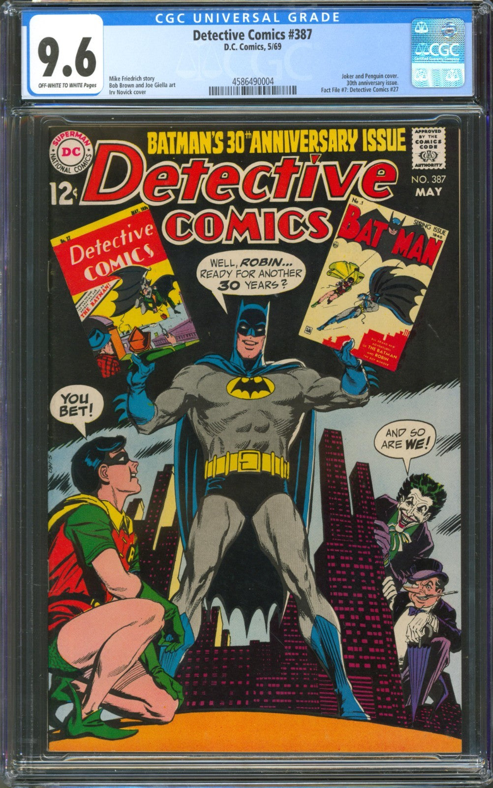 Detective Comics #387 CGC 9.6 D.C. 1969 30th Anniversary Issue Batman 1 Cover