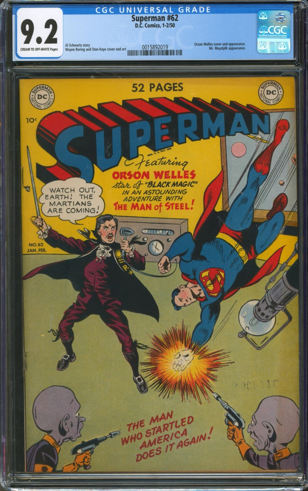 Superman #62 CGC 9.2 D.C. Comics 1950 Mr. Mxyztplk Appearance