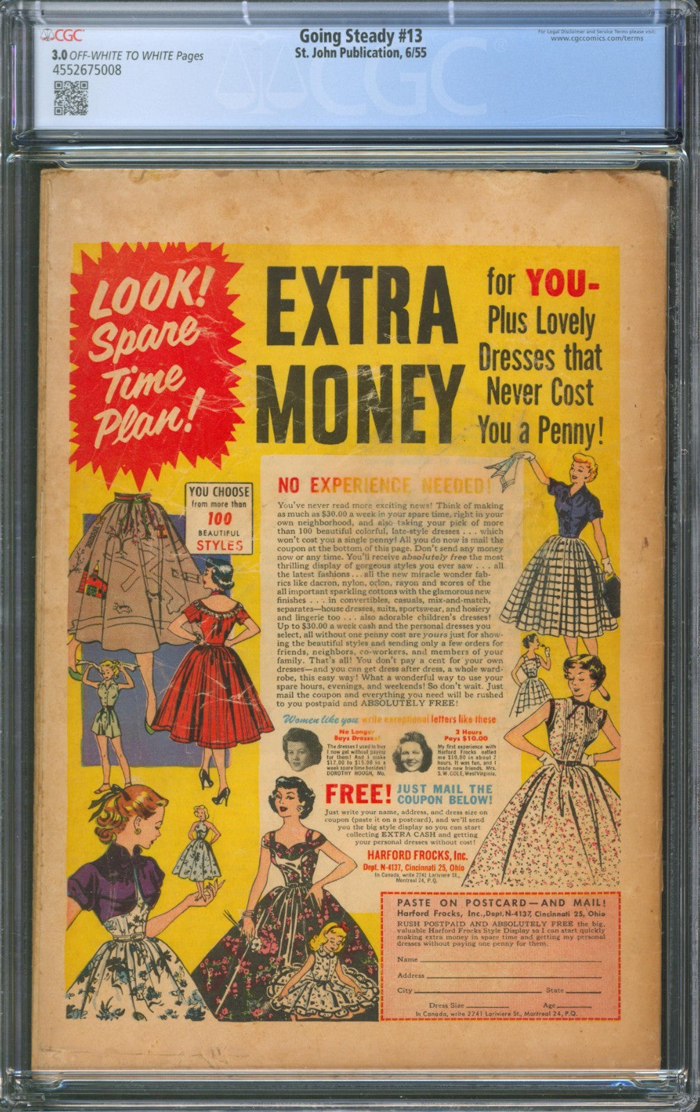 Going Steady #13 CGC 3.0 St. John Publications 1955 Matt Baker Cover & Art