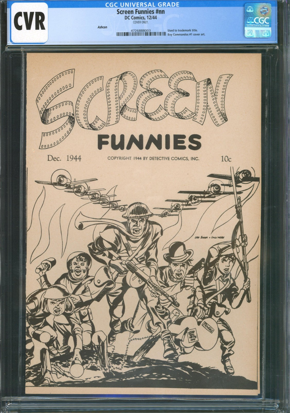 Screen Funnies #nn CGC CVR D.C. Comics 1944 Ashcan for Boy Commandos #1 Cover