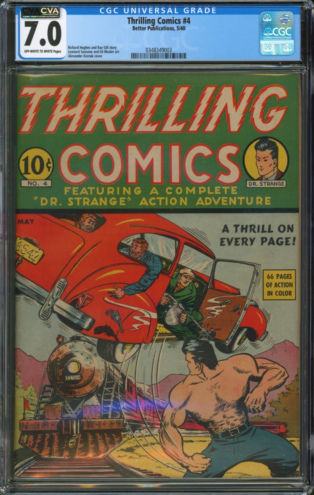 Thrilling Comics #4 CGC 7.0 Better Publications 1940 Dr. Strange Cover