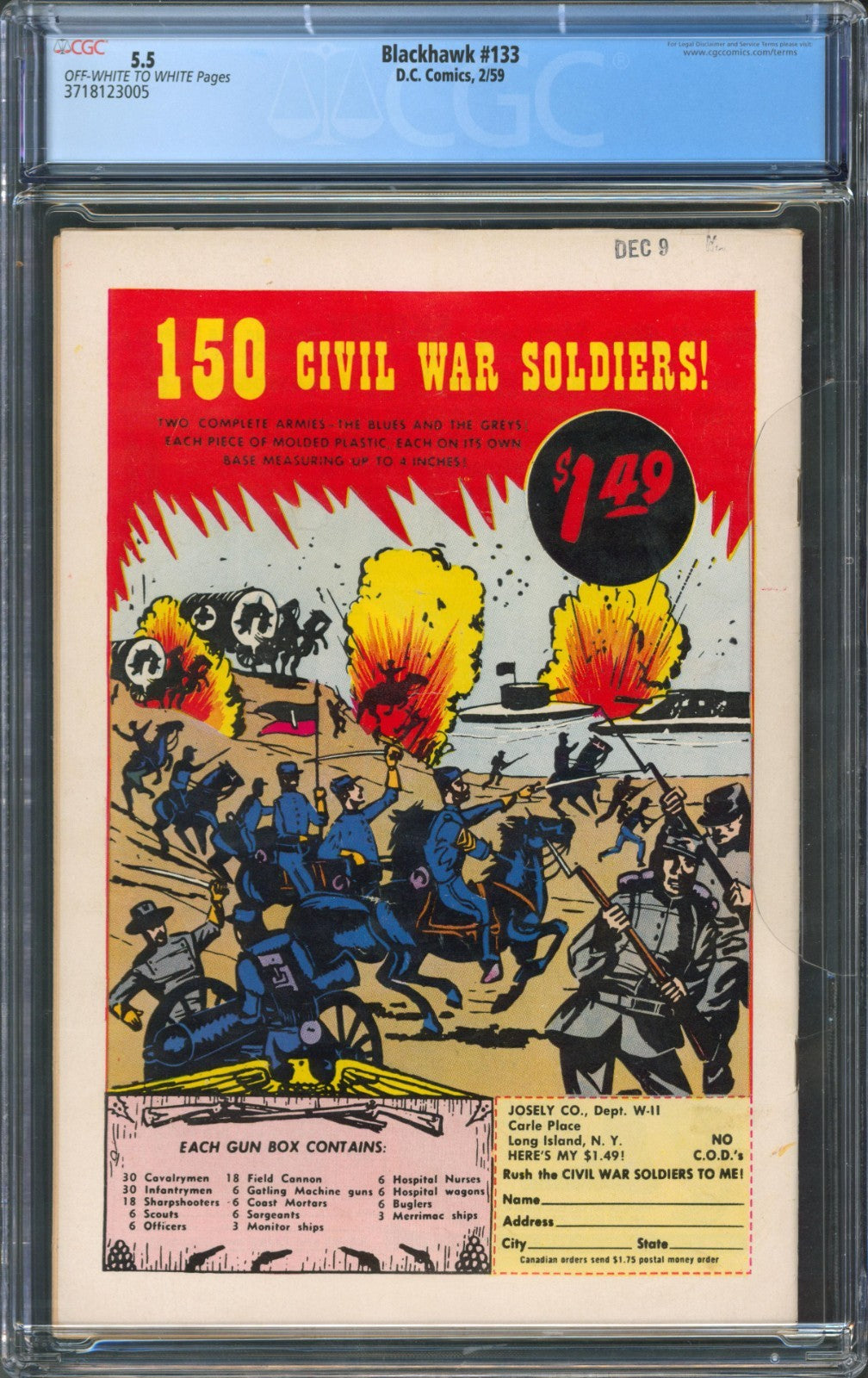 Blackhawk #133 CGC 5.5 D.C. Comics 1959 1st Appearance of Lady Blackhawk