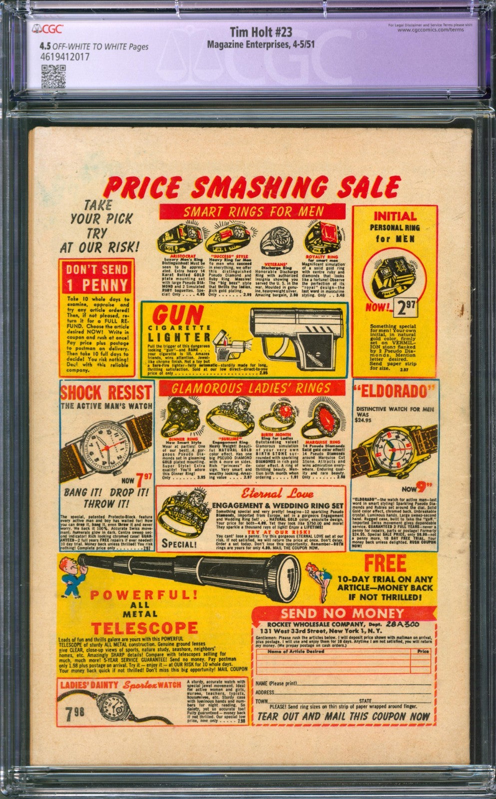 Tim Holt #23 CGC 4.5 Magazine Enterprises 1951 Restored Frazetta Ghost Rider