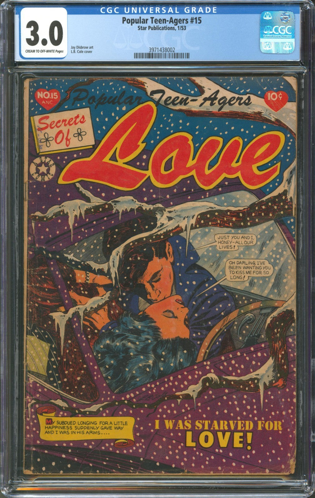 Popular Teen-Agers #15 CGC 3.0 Star Publications 1953 L.B. Cole Cover