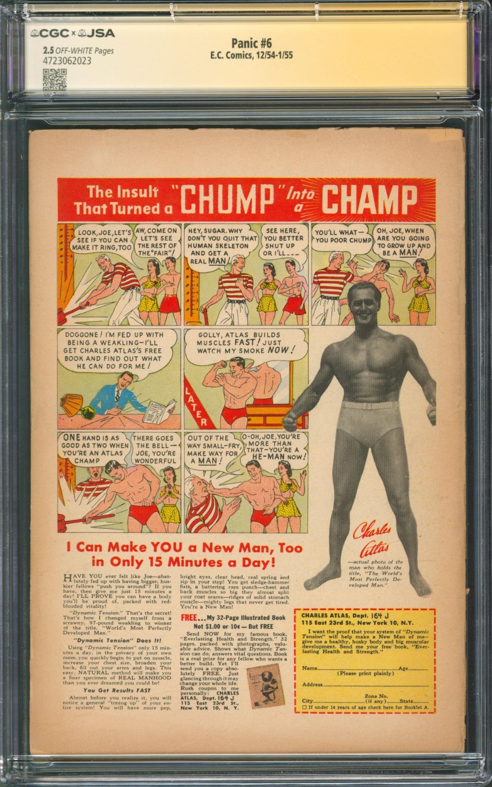 Panic #6 CGC 2.5 E.C. Comics 1954 Signed by Bo Hampton w/ Flash Gordon Sketch