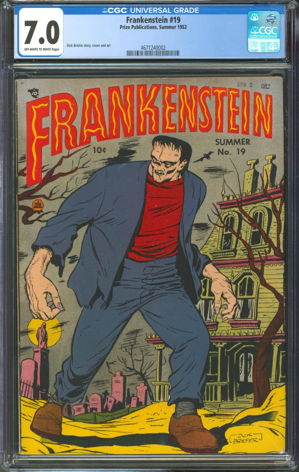 Frankenstein #19 CGC 7.0 Prize Publications 1952 Golden Age Dick Briefer Cover