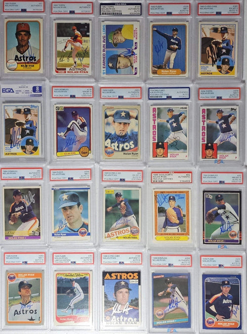 (92) Nolan Ryan Graded Baseball Cards 1968 Rookie - 1993 with Autographs Lot