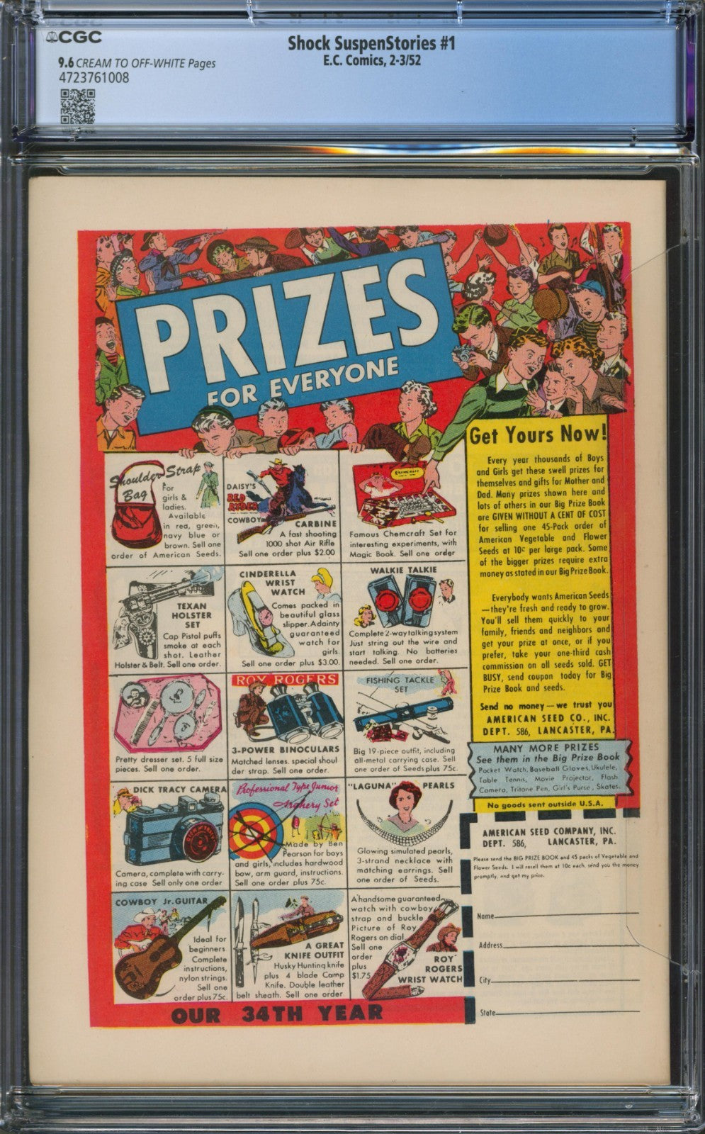 Shock SuspenStories #1 CGC 9.6 E.C. Comics 1952 Al Feldstein Electrocution Cover