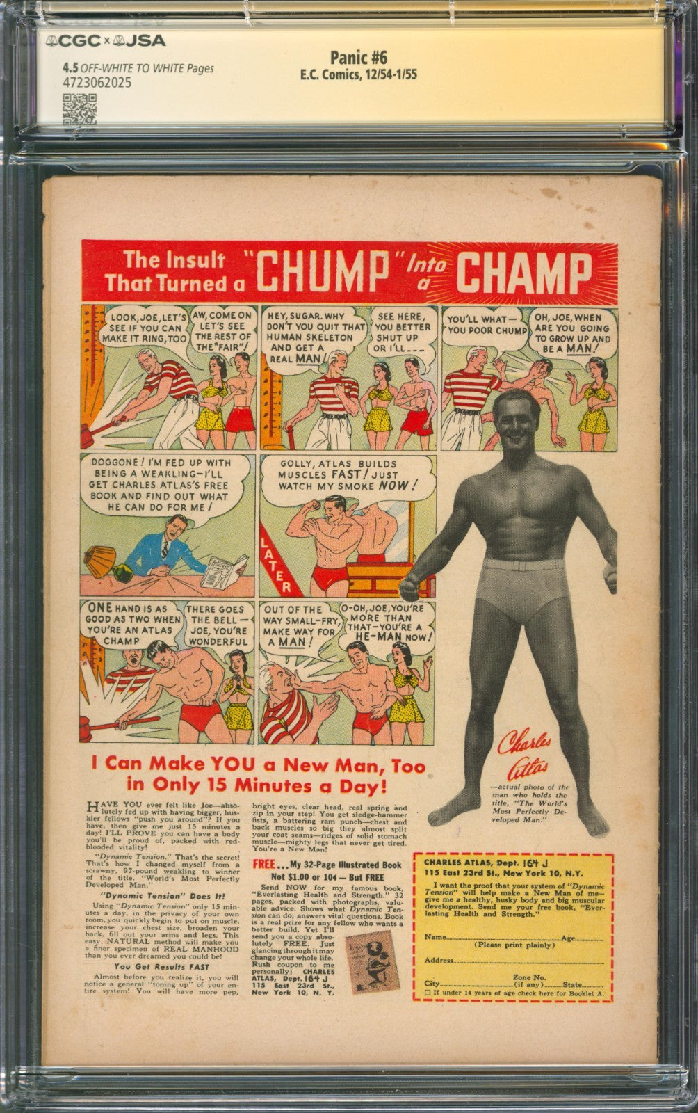 Panic #6 CGC 4.5 E.C. Comics 1954 Signed by Tim Proctor w/ Walking Dead Sketch