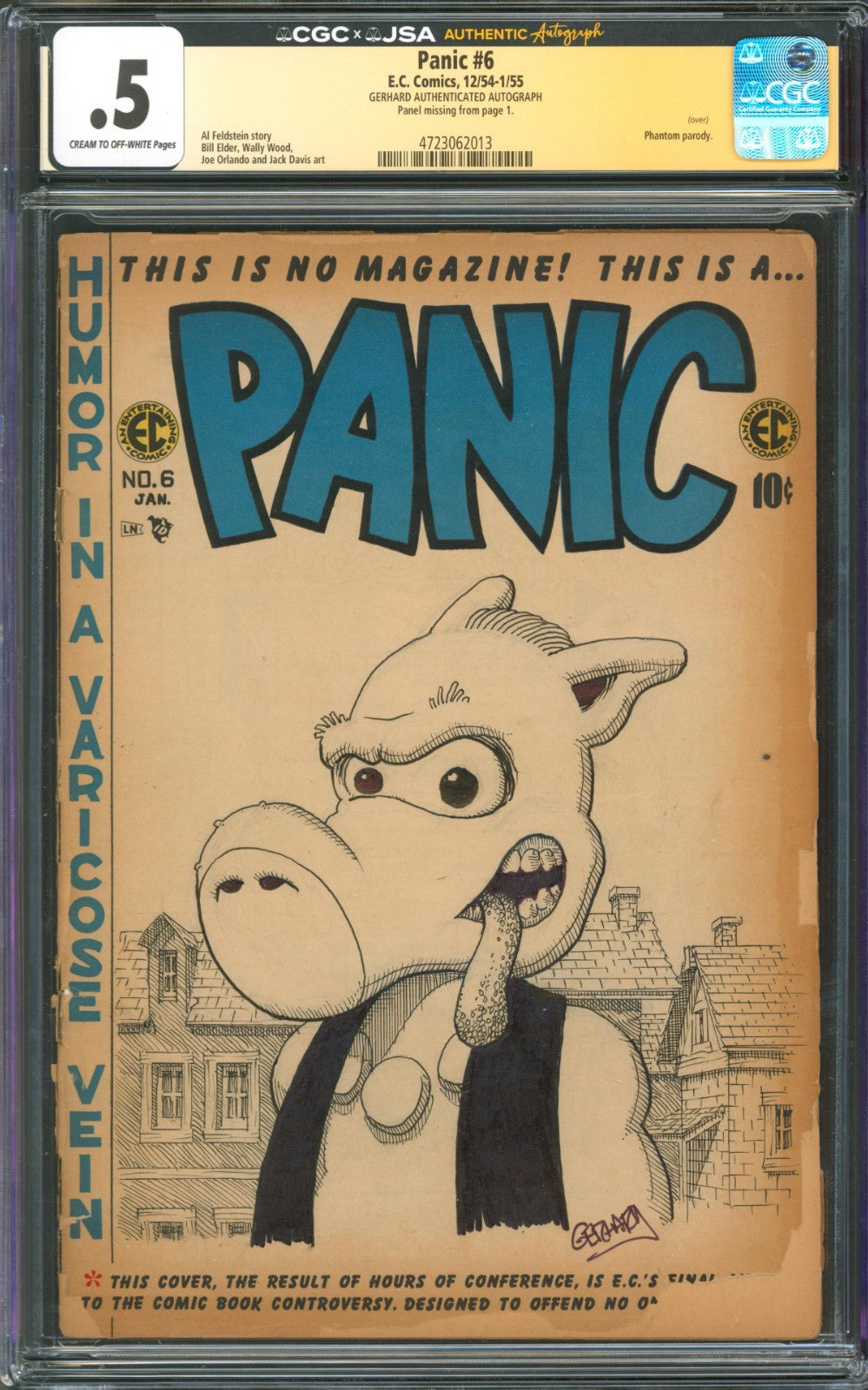 Panic #6 CGC 0.5 E.C. Comics 1954 Signed by Gerhard w/ Cerebus Cover Sketch