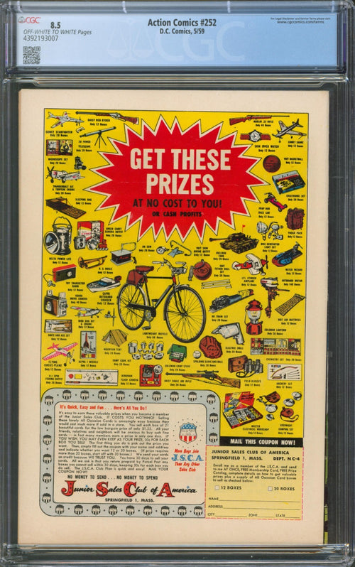 Action Comics #252 CGC 8.5 D.C. 1959 1st Appearance of Supergirl & Metallo