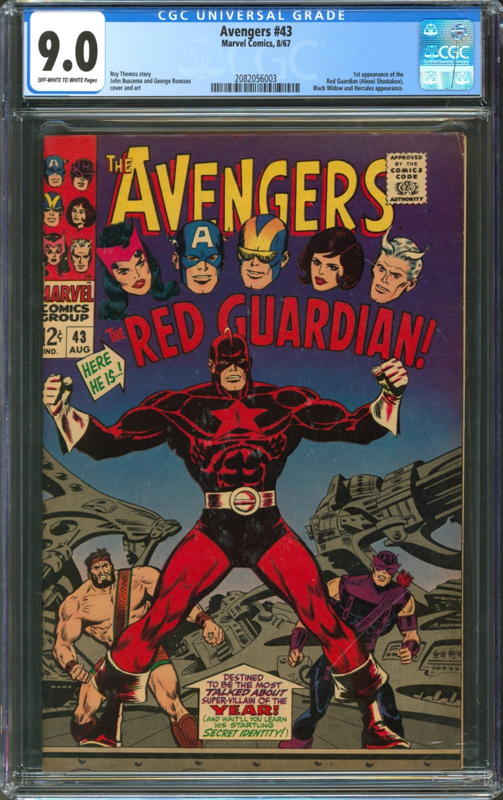 Avengers #43 CGC 9.0 Marvel Comics 1967 1st Appearance of the Red Guardian