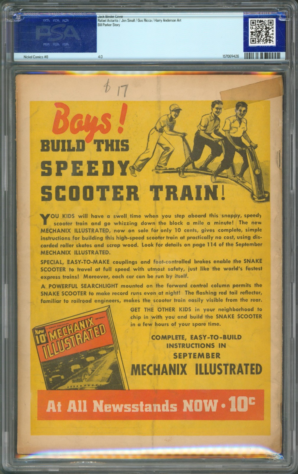 Nickel Comics #8 PSA 4.0 Fawcett 1940 Last Issue Bulletman