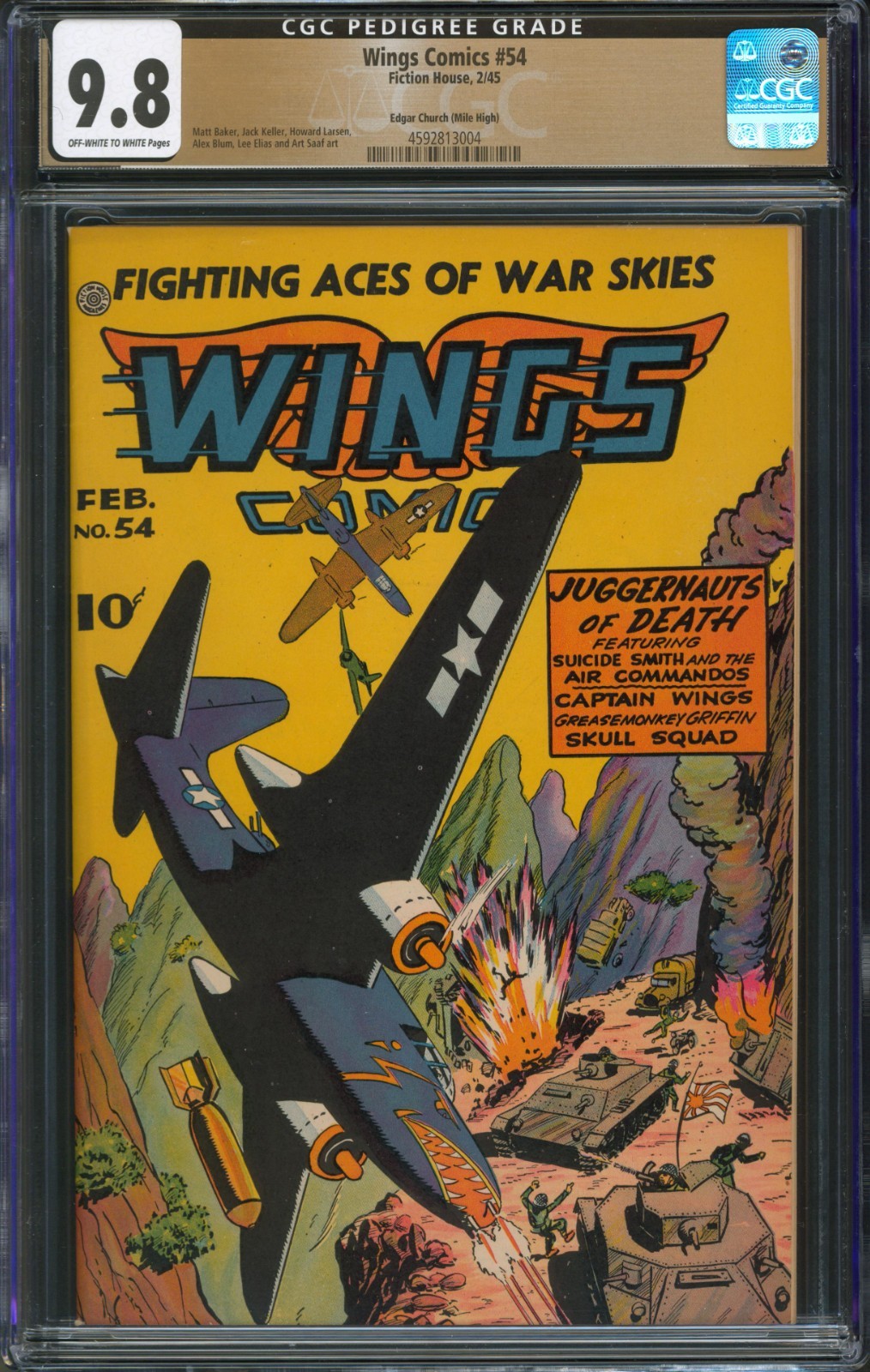 Wings Comics #54 CGC 9.8 Fiction House 1945 Edgar Church Mile High Pedigree