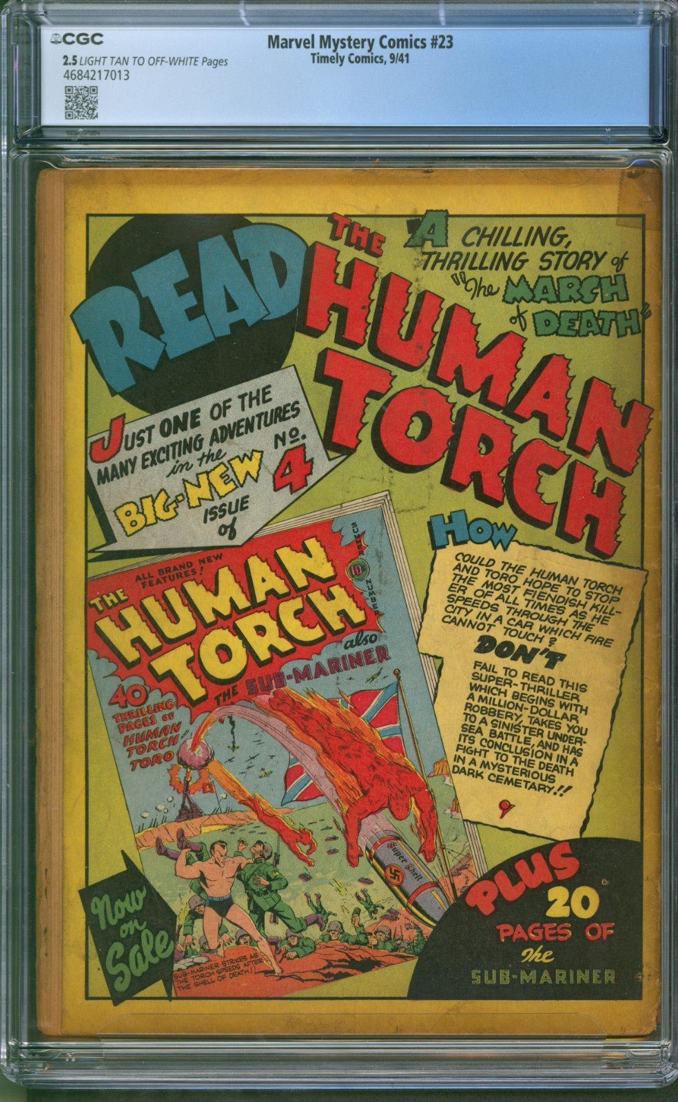 Marvel Mystery Comics #23 Timely 1941 Alex Schomburg War Cover Origin of Vision