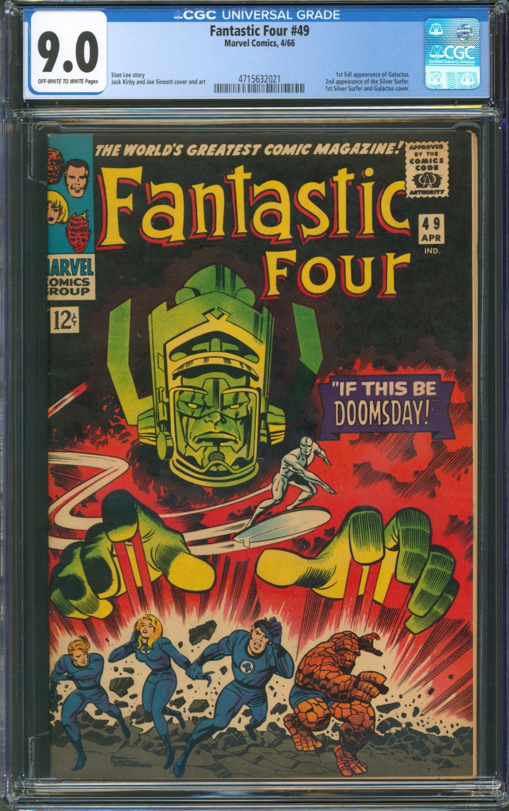 Fantastic Four #49 CGC 9.0 Marvel Comics 1966 1st Galactus & 2nd Silver Surfer