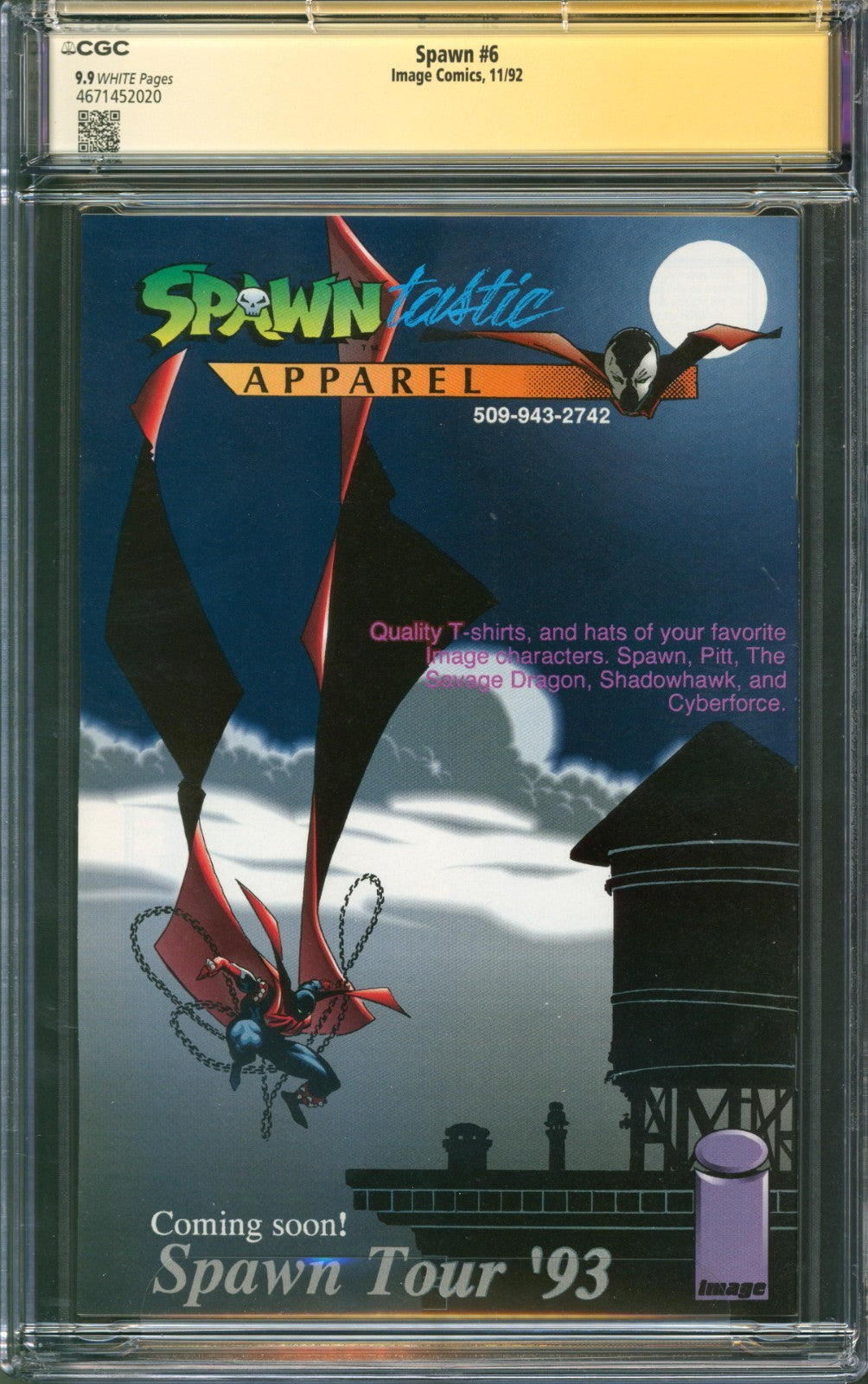 Spawn #6 CGC 9.9 Image Comics 1992 Todd McFarlane Signed Single Highest Graded