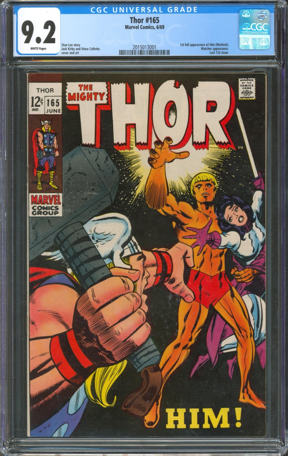 Thor #165 CGC 9.2 Marvel Comics 1969 1st Full Appearance of HIM (Adam Warlock)