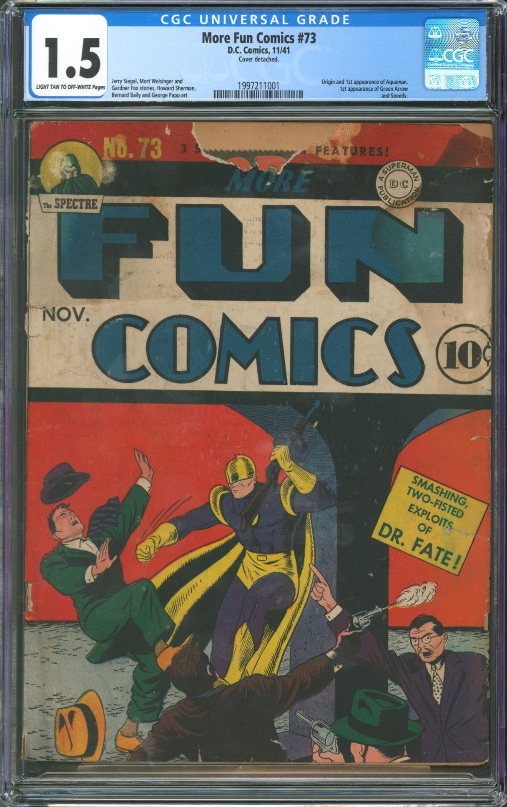 More Fun Comics #73 CGC 1.5 D.C. 1941 1st Appearance of Aquaman & Green Arrow