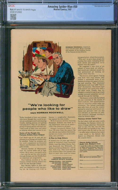 Amazing Spider-Man #50 CGC 9.6 Marvel Comics 1967 1st Appearance of Kingpin